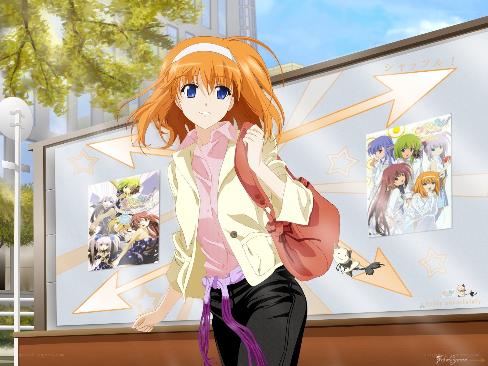 anime girl with red bag