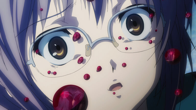 anime girl with red beads