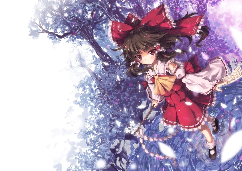 anime girl with red bow