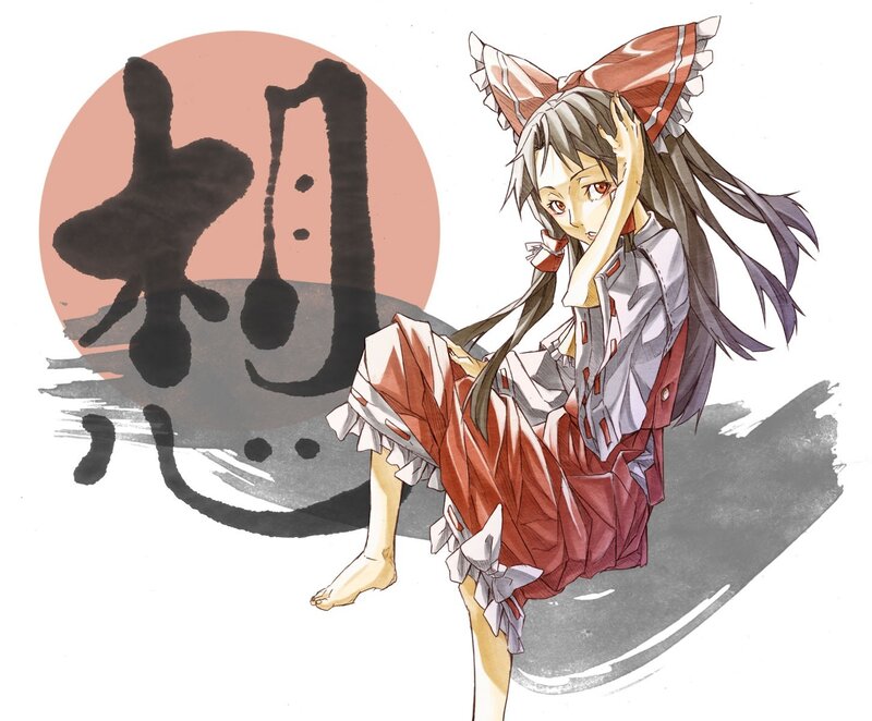 anime girl with red bow