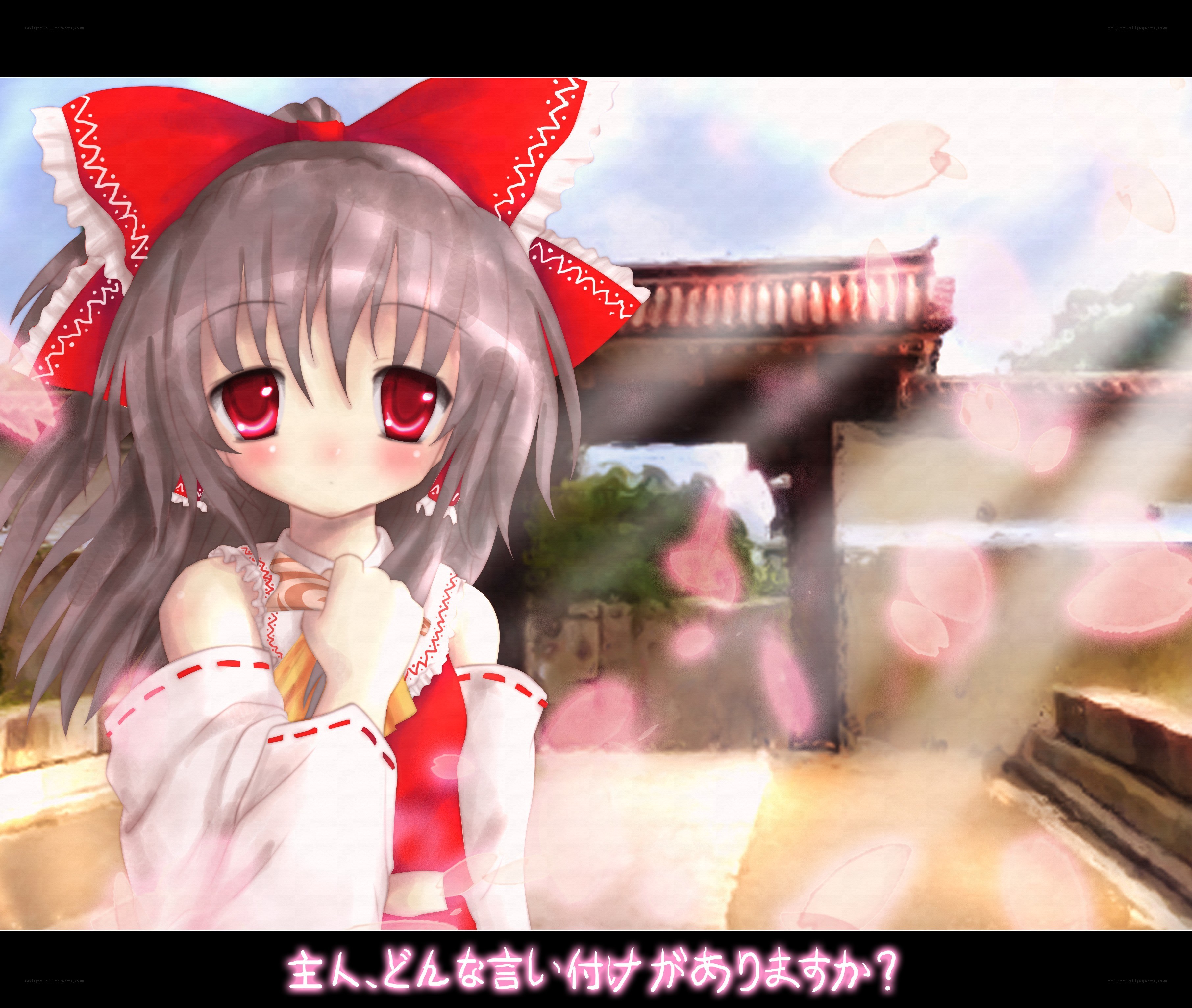 Anime girl with red bow