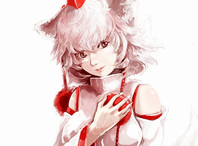anime girl with red bow