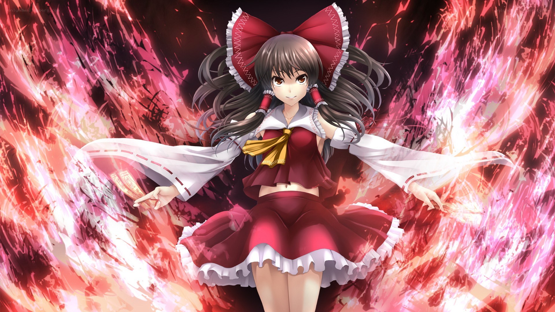 anime girl with red bow