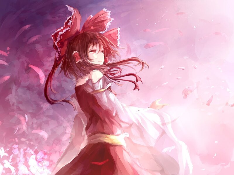 Anime girl with red bow