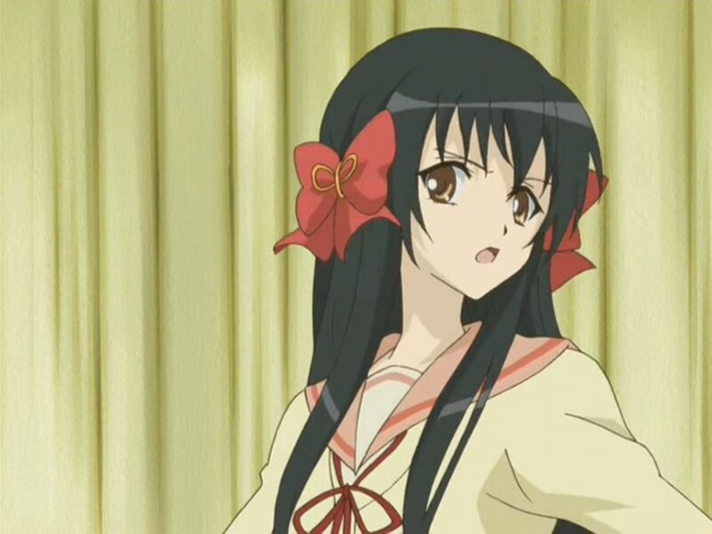 Anime Girl with Red Bow — Black, Neutral