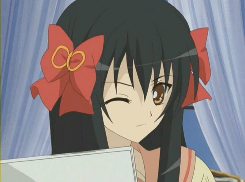 Anime Girl with Red Bow — Black, Playful