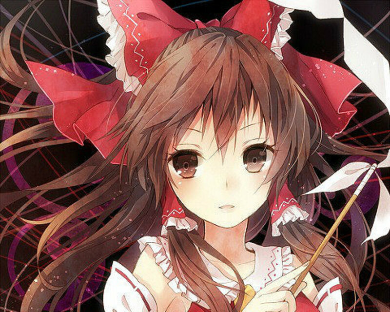 Anime Girl with Red Bow — Brown