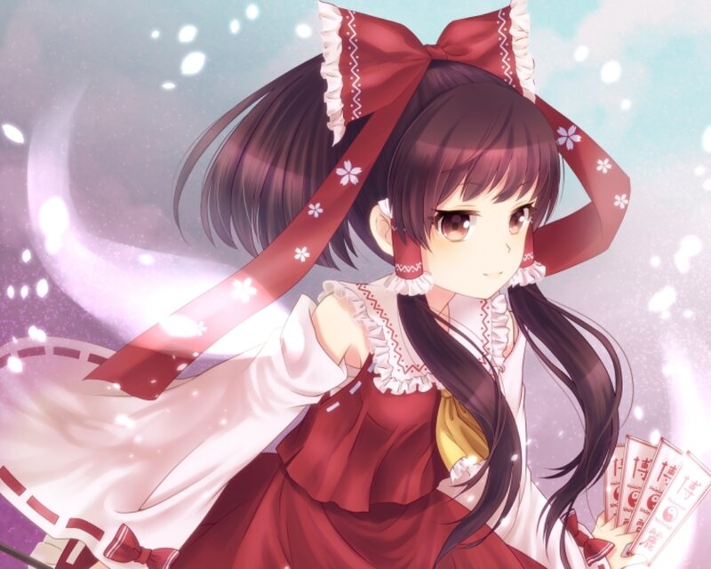 Anime Girl with Red Bow — Calm, Spring