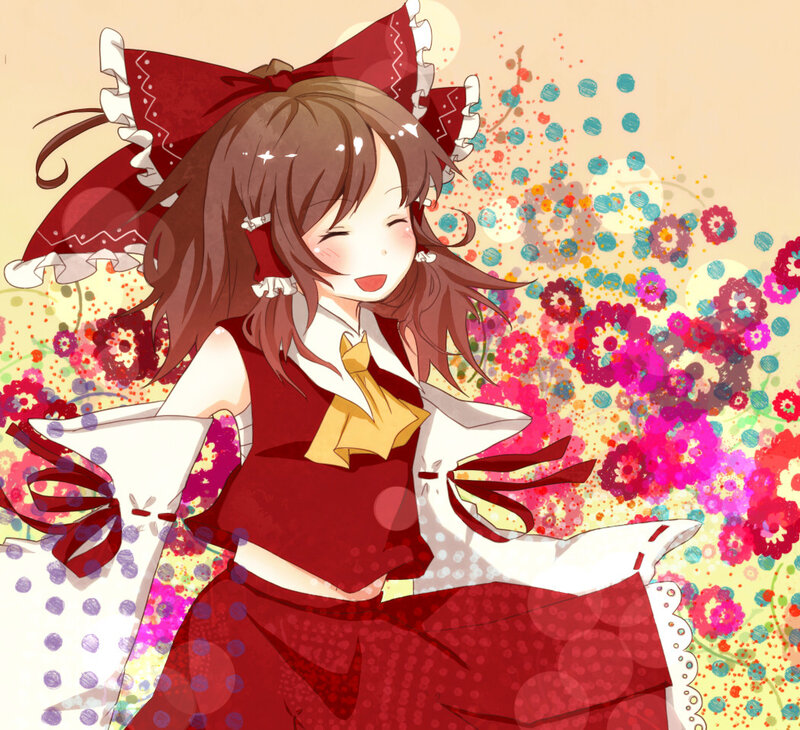 Anime Girl with Red Bow — Cheerful