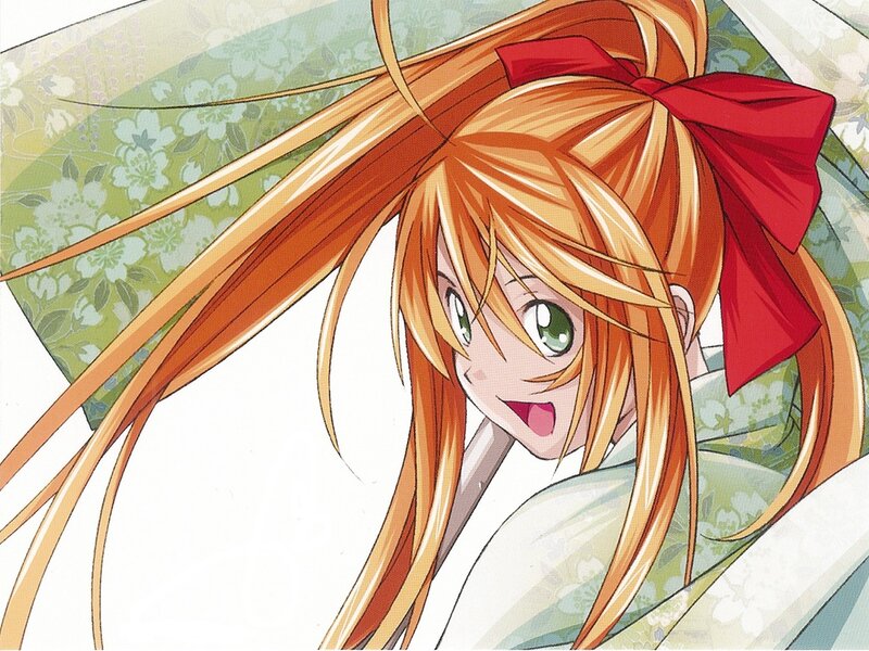 Anime Girl with Red Bow — Orange