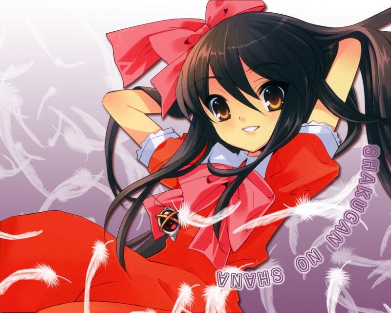 Anime Girl with Red Bow — Playful, Feathers