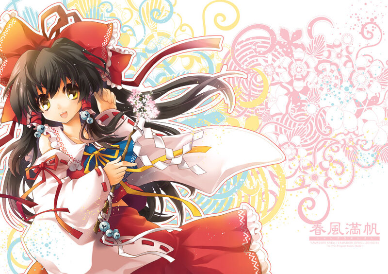 Anime Girl with Red Bow — Playful, Spring, Flower
