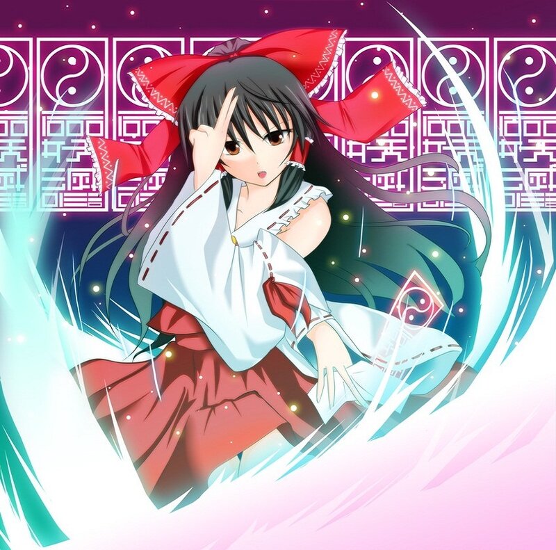 Anime Girl with Red Bow — Purple