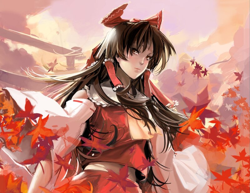 Anime Girl with Red Bow — Serene, Autumn