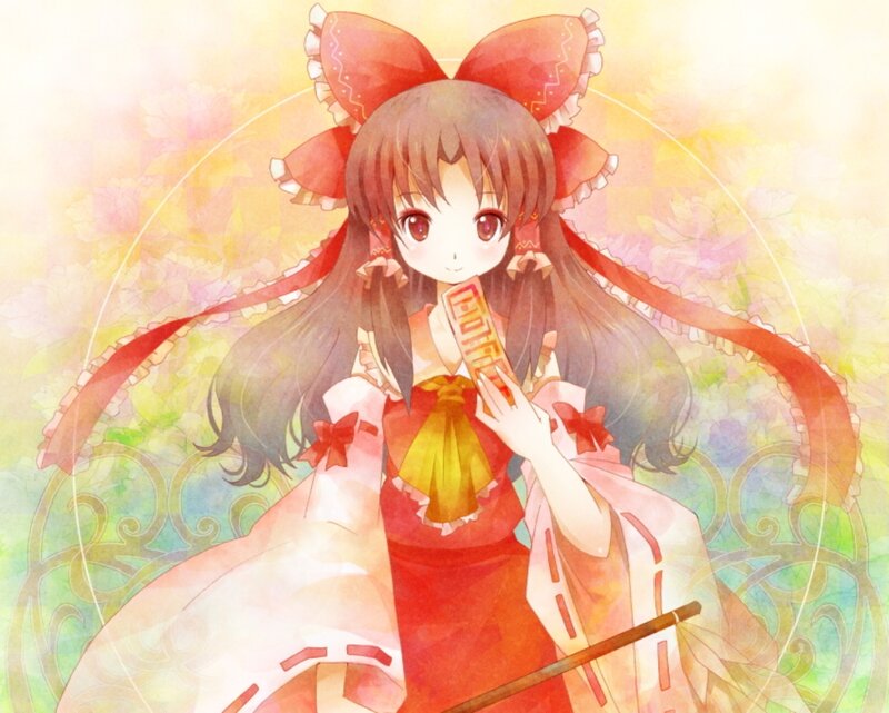 Anime Girl with Red Bow — Serene, Sunset