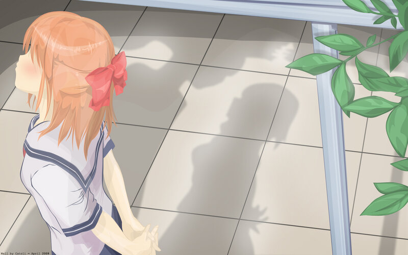 Anime Girl with Red Bow — White, Calm, Afternoon, Digital Art