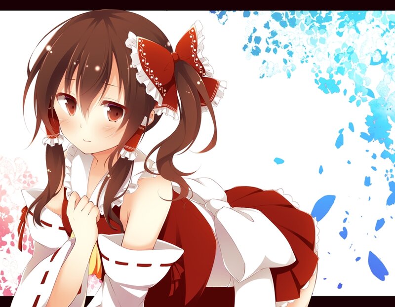 Anime Girl with Red Bow — White, Calm, Spring