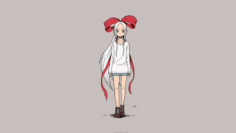 Anime Girl with Red Bow — White, Neutral
