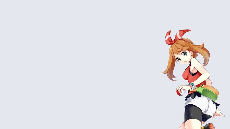 Anime Girl with Red Bow — White, Playful