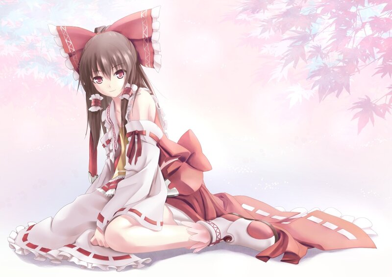 Anime Girl with Red Bow — White, Serene, Spring, Red Bow