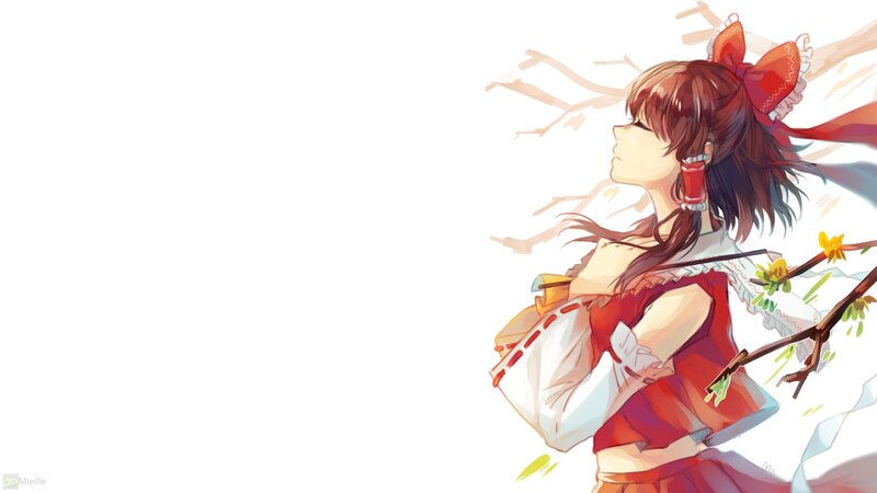 Anime Girl with Red Bow — White, Serene, Spring