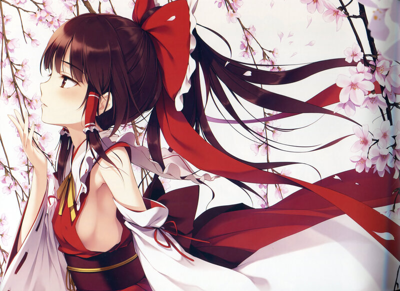 Anime Girl with Red Bow — White, Serene