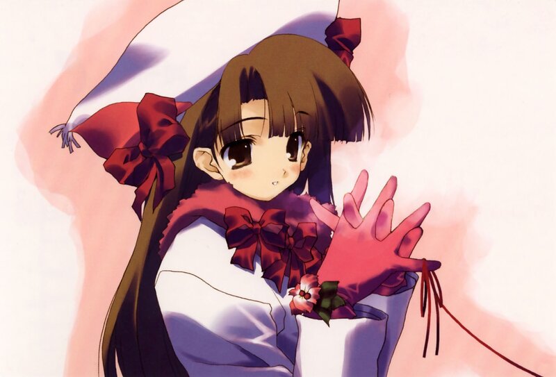 anime girl with red bows