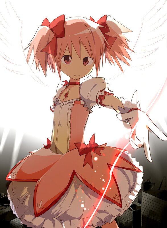 anime girl with red bows