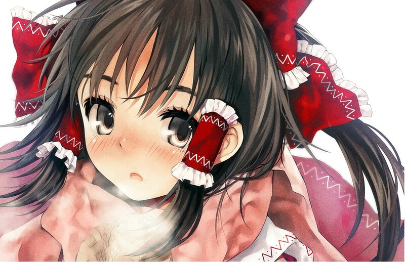 anime girl with red bows
