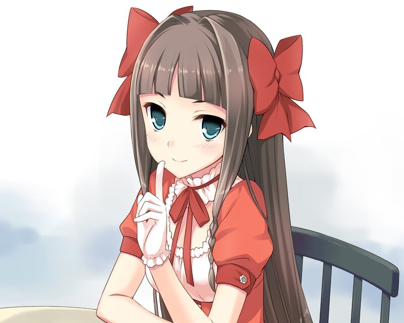 Anime Girl with Red Bows — Calm