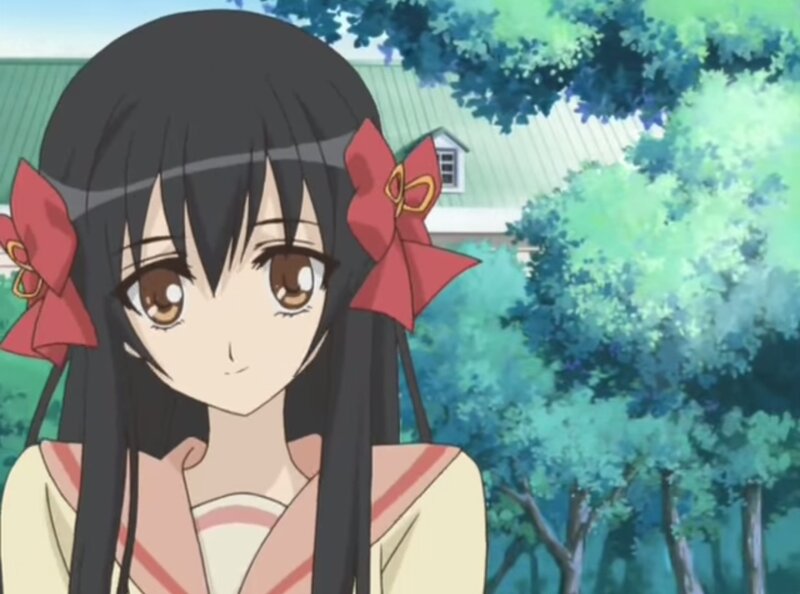 Anime Girl with Red Bows — Green