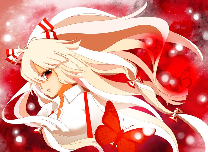 anime girl with red butterflies