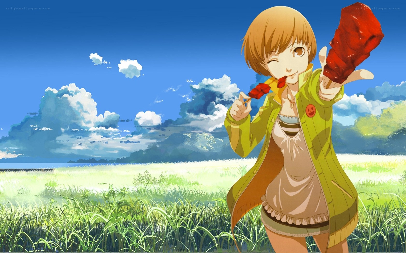 Anime girl with red candy
