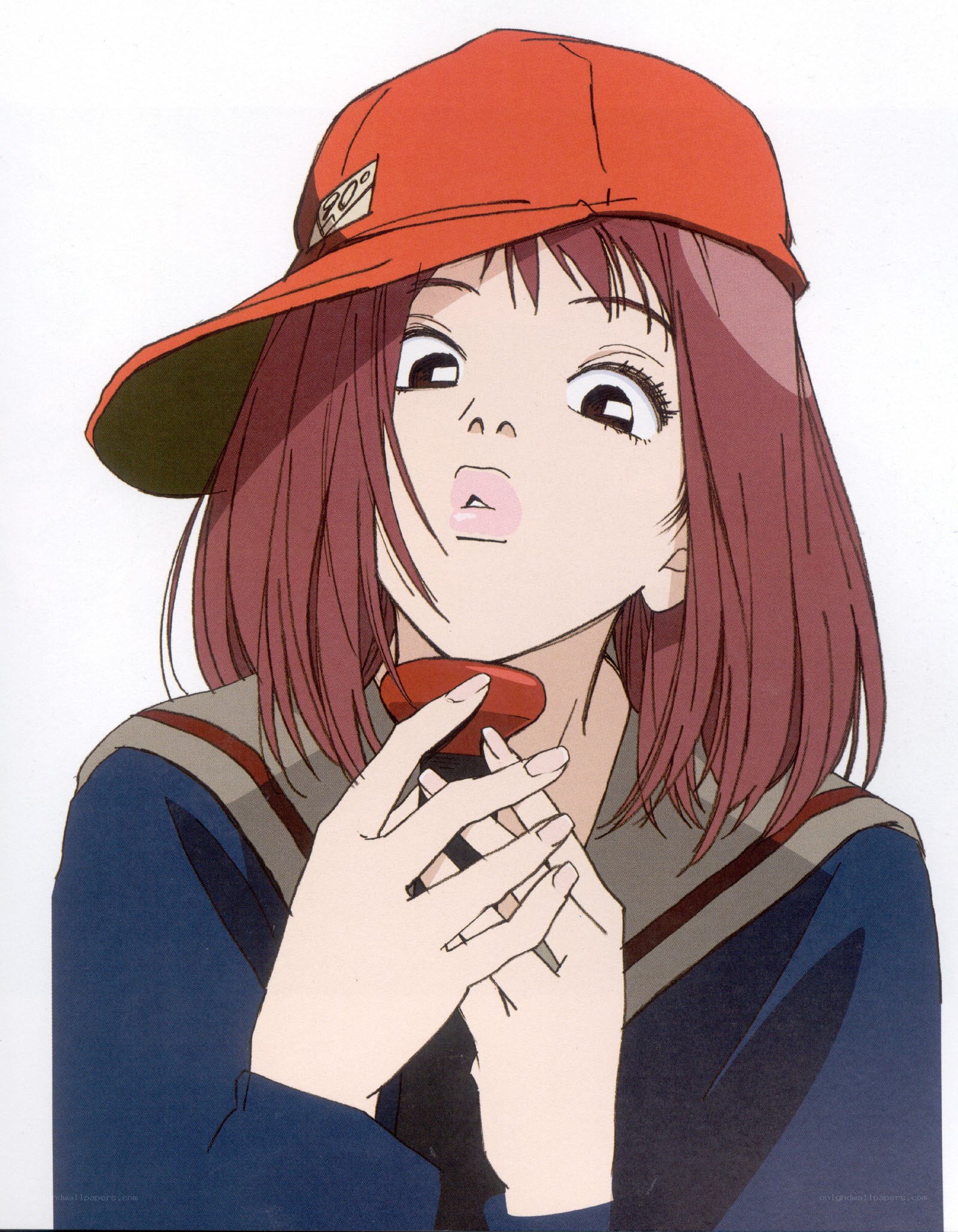 anime girl with red cap