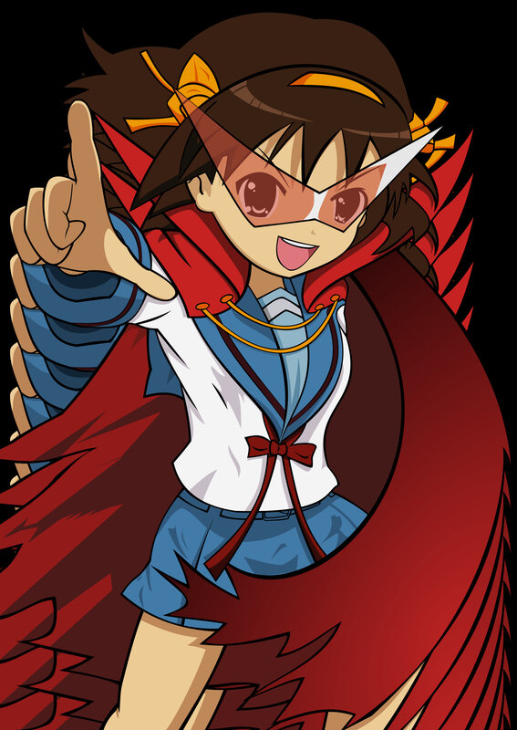 anime girl with red cape