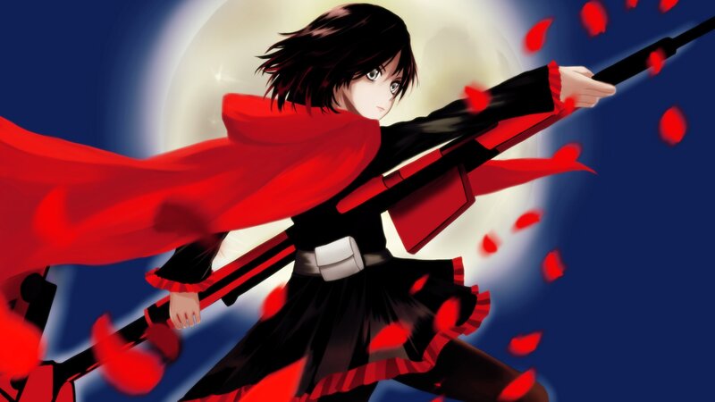 Anime Girl with Red Cape — Dramatic, Night, Sword