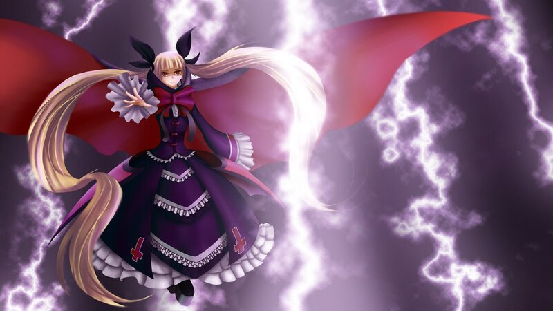 Anime Girl with Red Cape — Purple