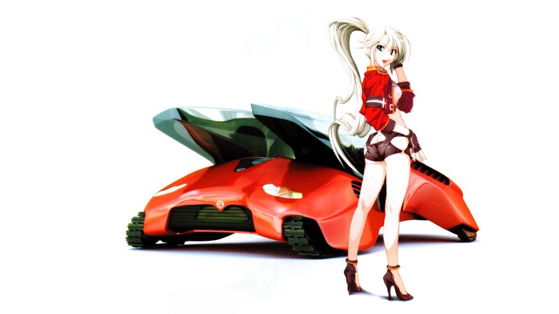 anime girl with red car