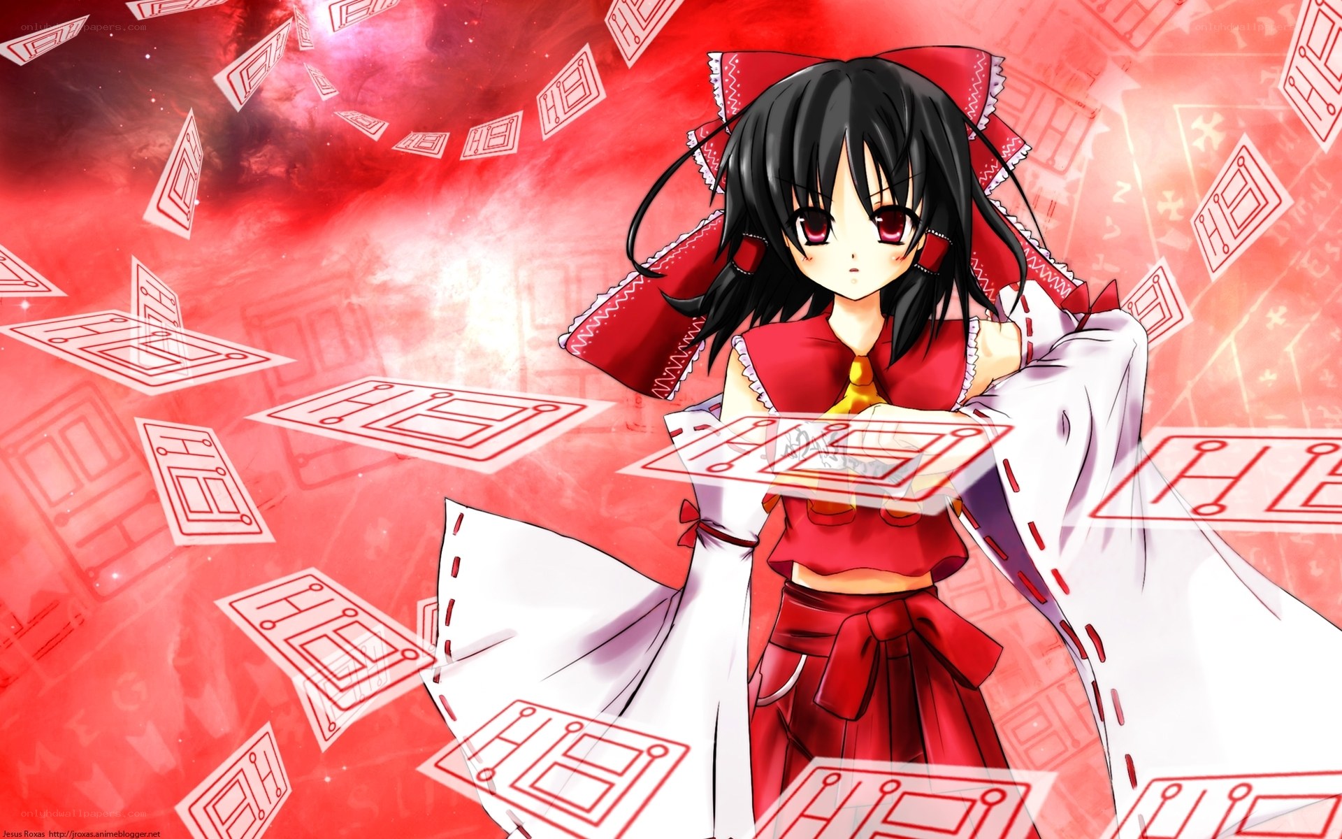 anime girl with red cards