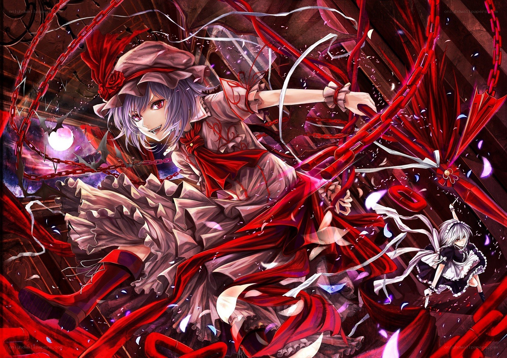 Anime girl with red chains