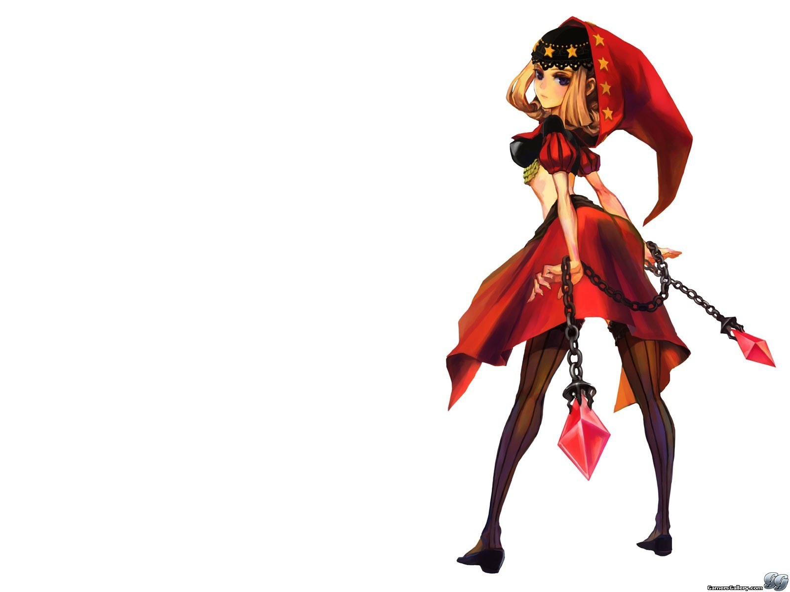anime girl with red chains