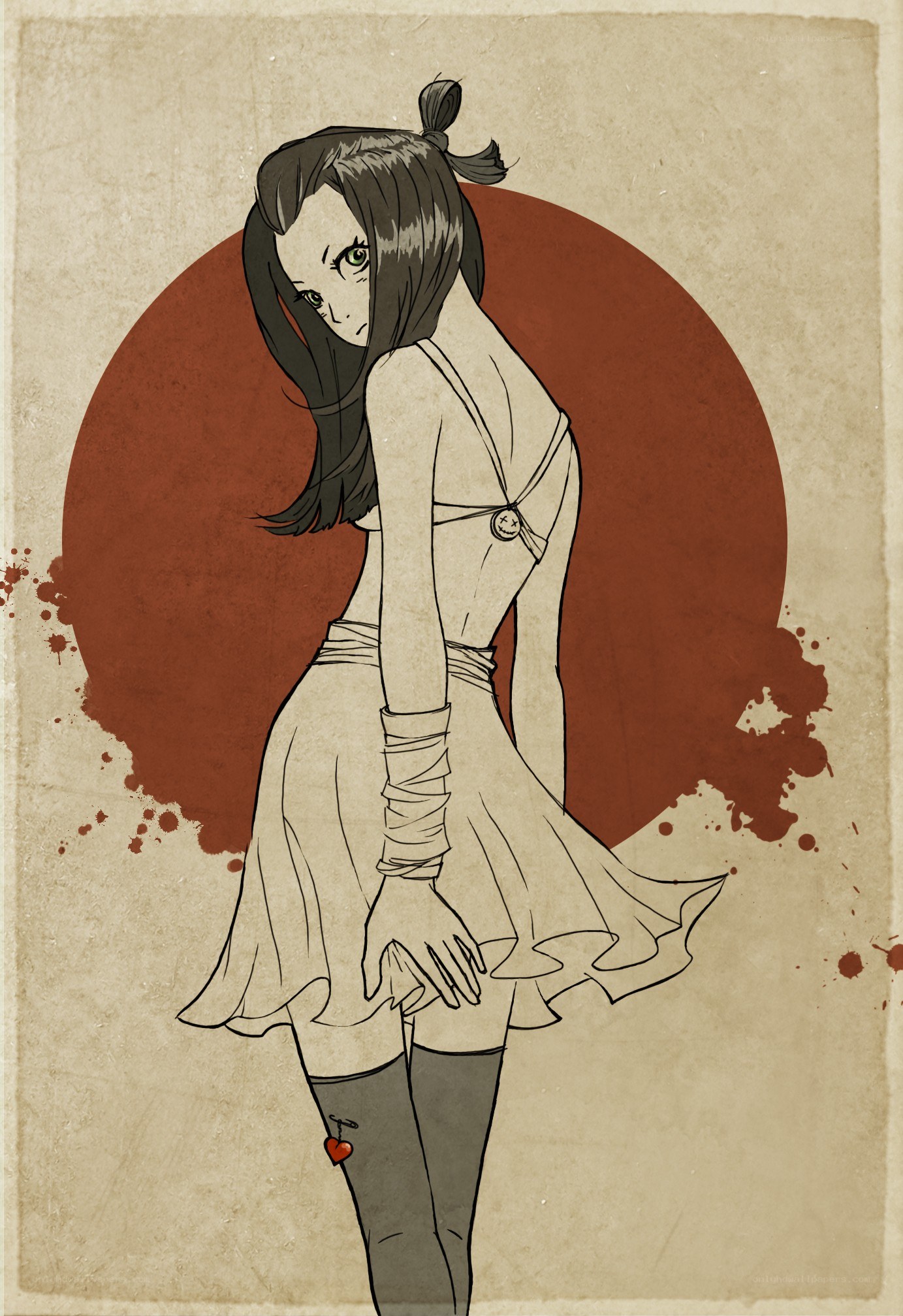 anime girl with red circle background