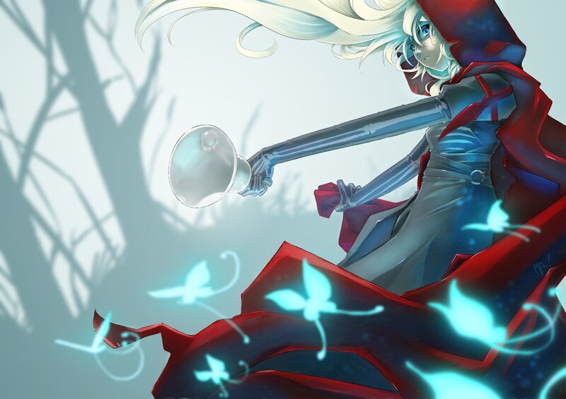 anime girl with red cloak