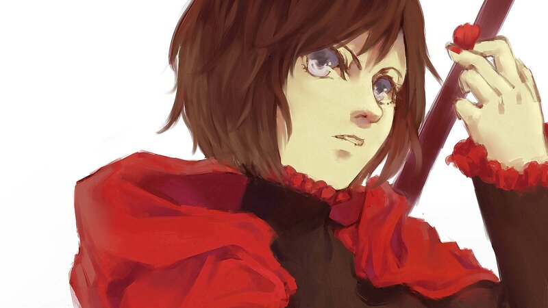 anime girl with red cloak