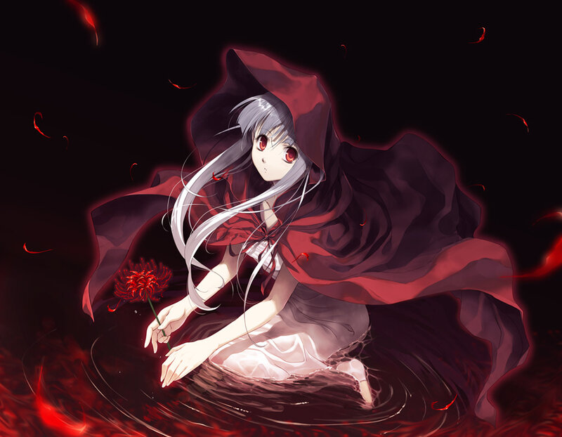 Anime girl with red cloak