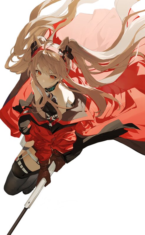 Anime Girl with Red Cloak — Dramatic, Digital Art