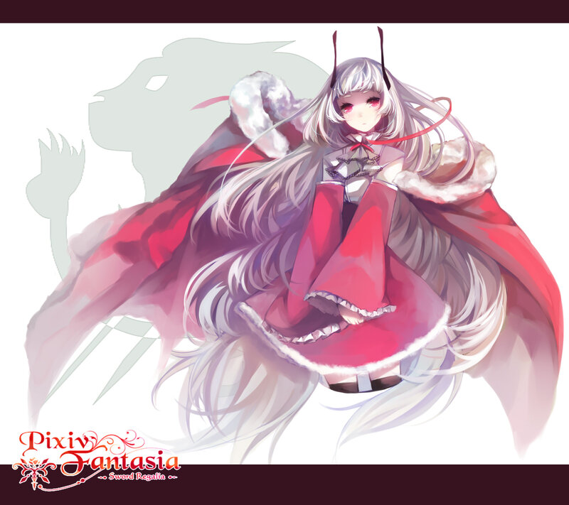 Anime Girl with Red Cloak — White