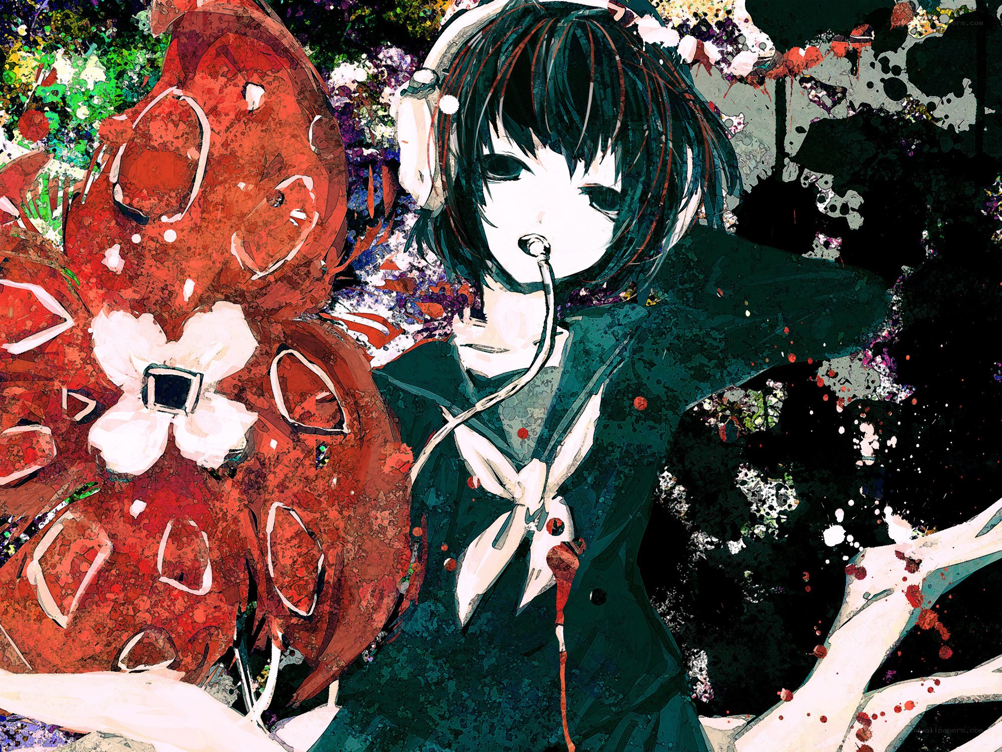anime girl with red creature