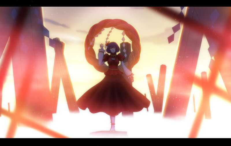 anime girl with red dress
