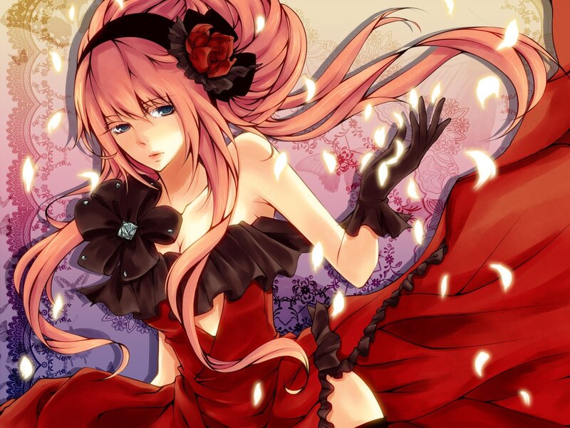 anime girl with red dress